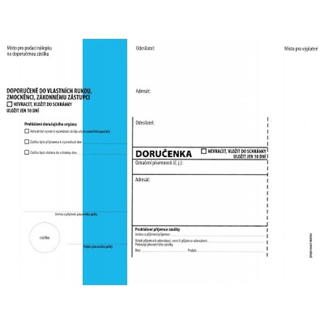 DORUČENKA modrý pruh C5 (162x217mm)  samopr.odtrh.okno vlhčící POUČENÍ1145771 1.000 ks
