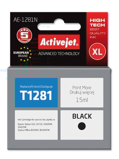 Cartridge EPSON T1281 black ( 15 ml) ActiveJet AE-1281N