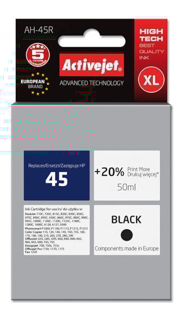 Cartridge HP 51645A black č.45 (50ml) ActiveJet  Premium A+ (AH-45R)