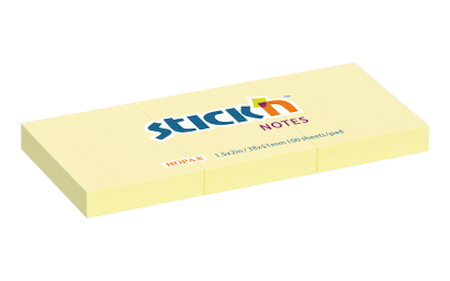 Bloček samolepící   38x 51mm, 3x100  žlutých lístků, HOPAX