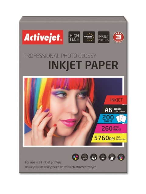 Fotopapír ActiveJet 260g/m2 A6/200 listů Professional Photo Glossy (10x15)cm AP6-260GR200