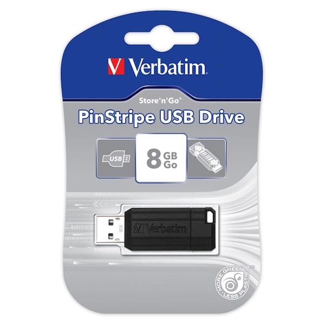 USB flash disk   8 GB, USB 2.0  Verbatim PinStripe, černý