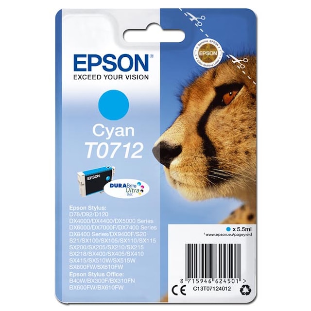 Cartridge EPSON T0712 cyan  (5,5 ml) orig.