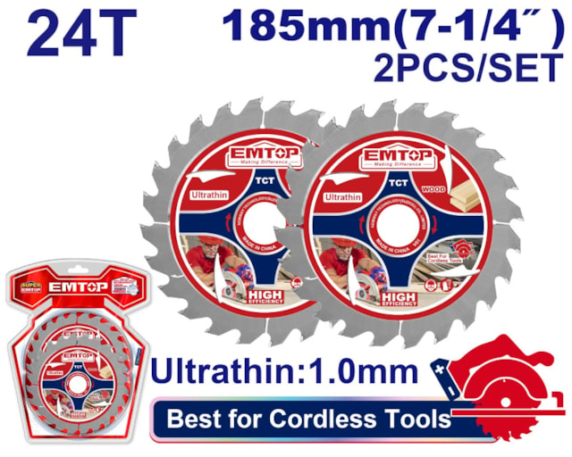 Sada 2 ks ultratenkých pilových kotoučů 185mm s SK plátky
