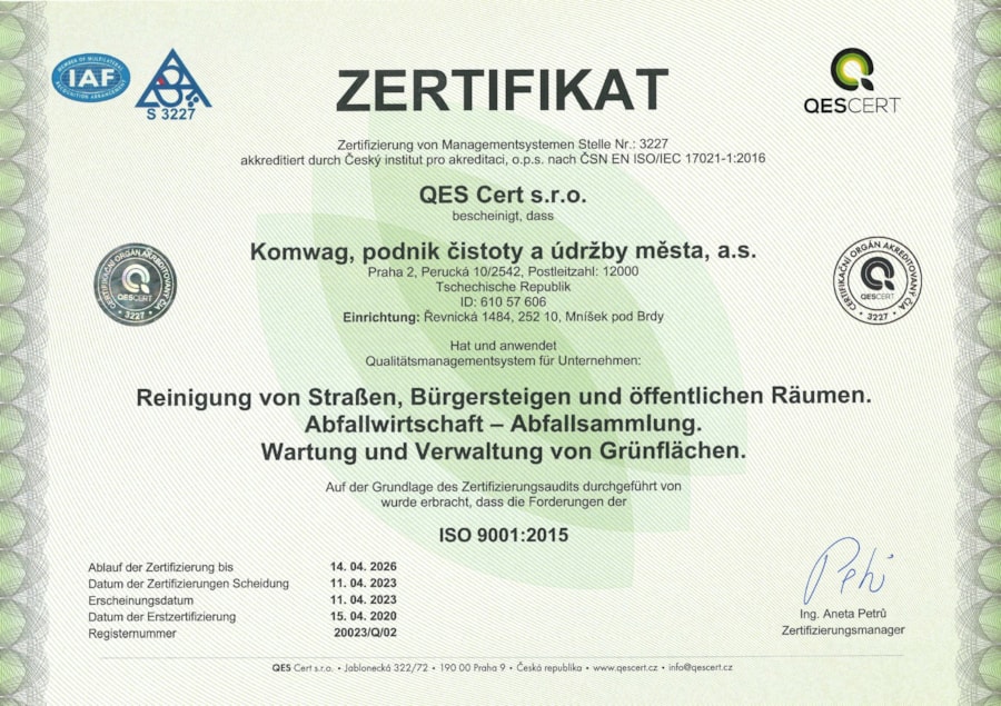 Qualitätssystem ČSN EN ISO 9001:-2016