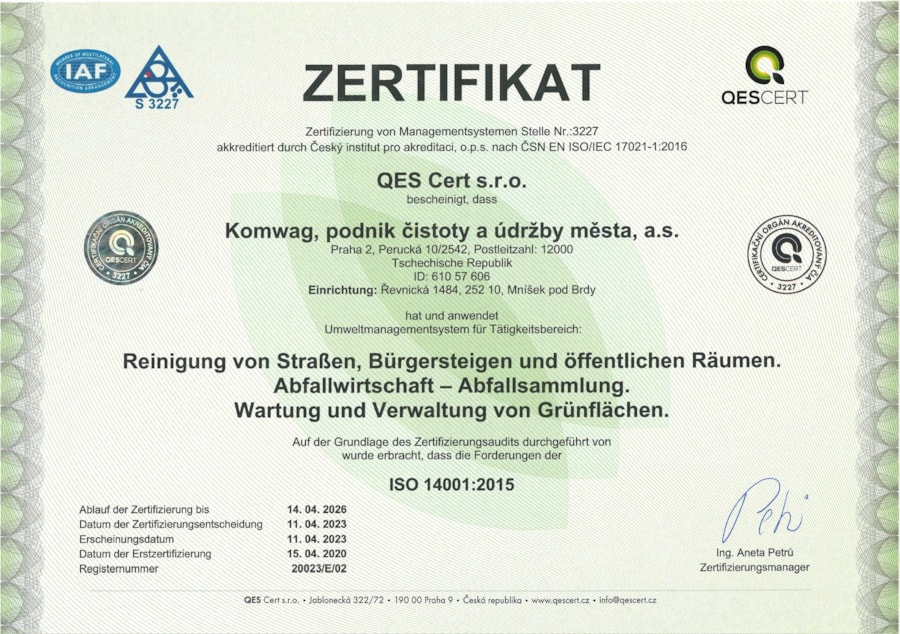 Umweltmanagementsystem ČSN EN ISO 14001:2016