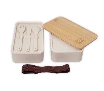 Double food box made from recycled plastic