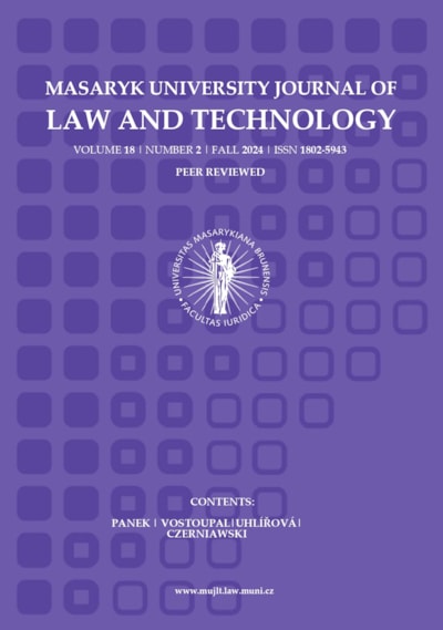 Masaryk University Journal of Law and Technology