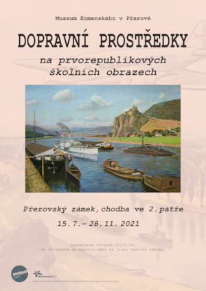 Dopravní prostředky na prvorepublikových školních obrazech