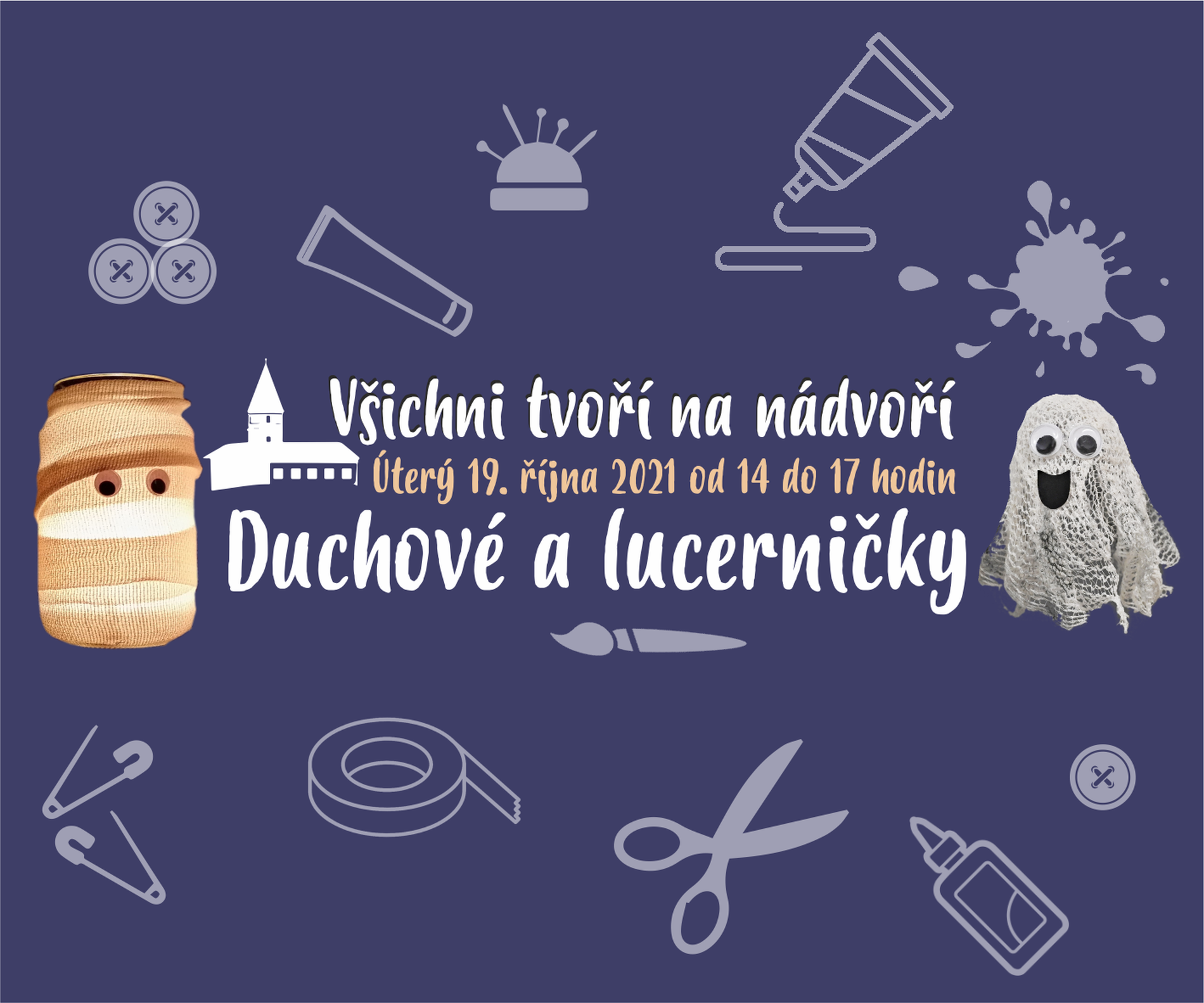 Všichni tvoří na nádvoří - Duchové a lucerničky