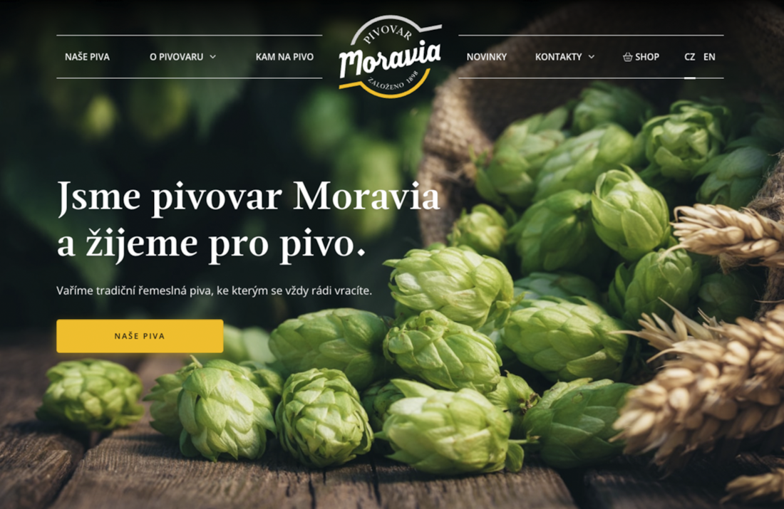 pivovar-moravia homepage desktop