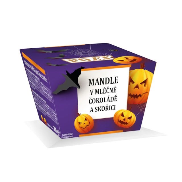 Mandle v mléčné čokoládě a skořici Halloween, 200 g