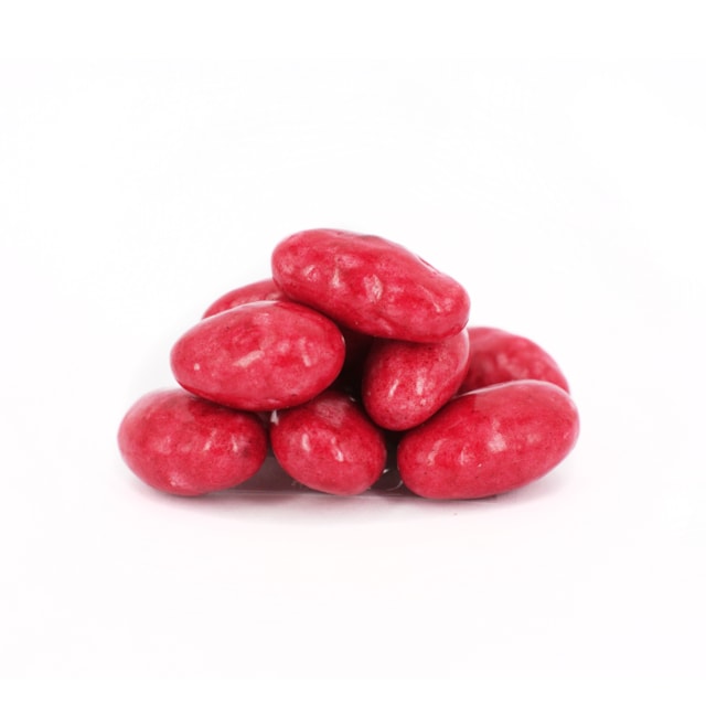 Mandle v bílé čokoládě s malinovým práškem, 1 kg