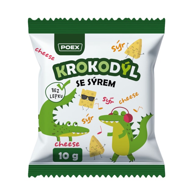 Krokodýl - kukuřičné křupky se sýrem, 10 g