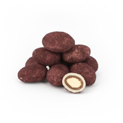 Mandle v bílé a mléčné čokoládě s borůvkovým práškem, 1 kg