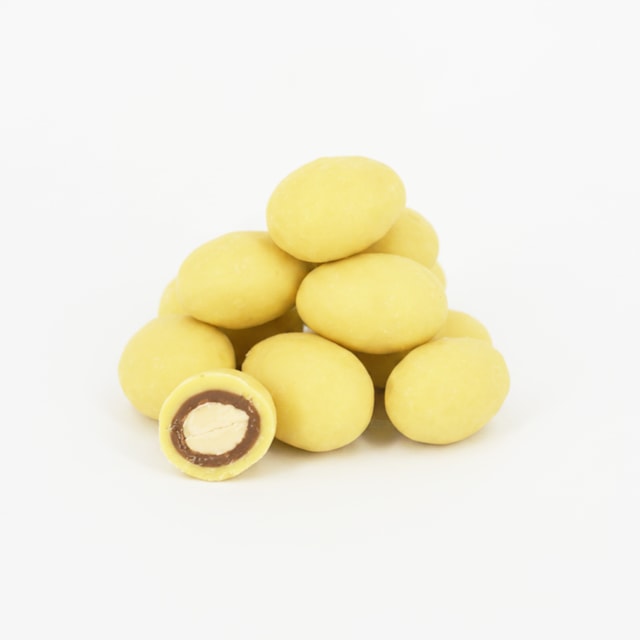 Mandle v bílé a mléčné čokoládě s citronovým práškem, 1 kg