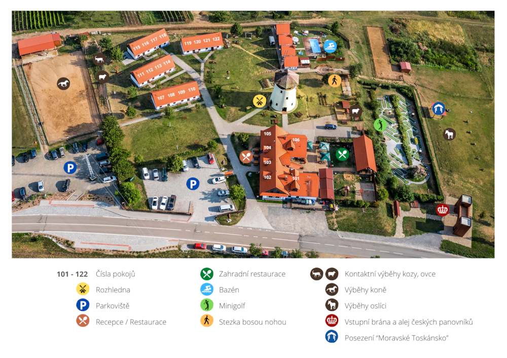 Mapa areálu Bukovanský mlýn