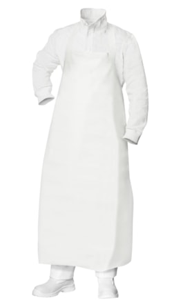 Zástěra z PU folie 130 cm, gumičky, bílá
