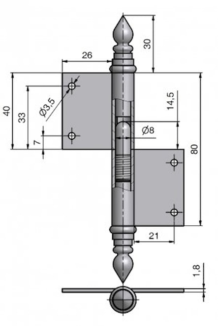 Drawing - the right hinge is displayed