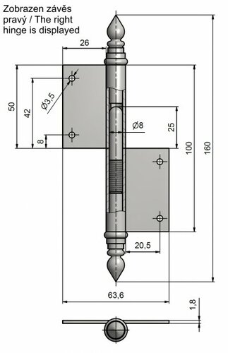 Drawing (the right hinge is displayed)