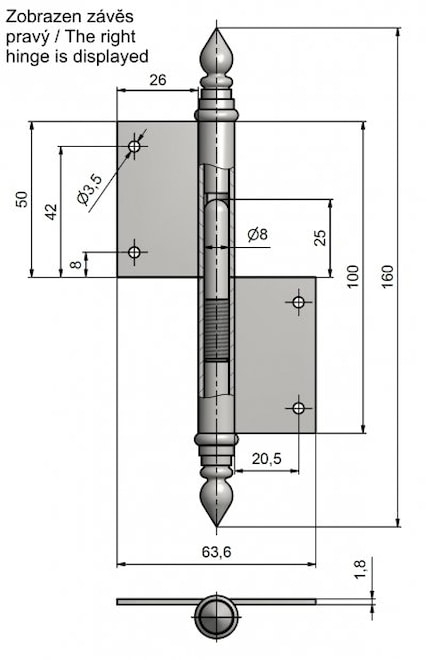 Drawing (the right hinge is displayed)
