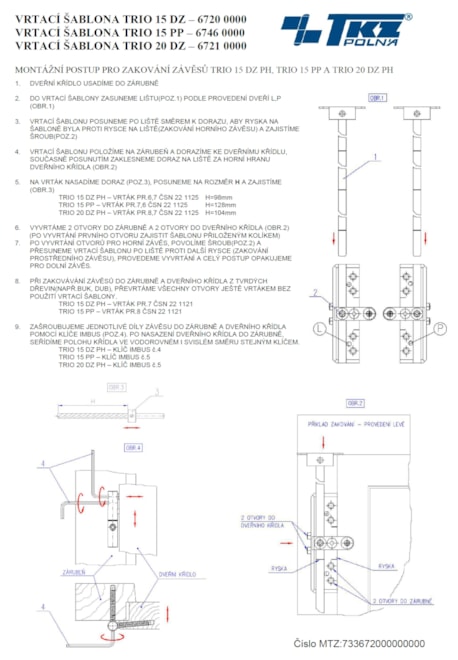 Návod k zakování pomocí šablony