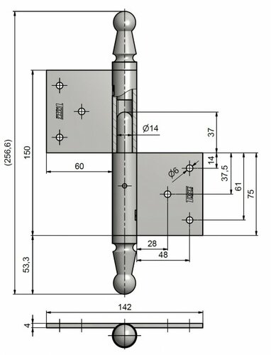 Výkres (zobrazen závěs pravý)