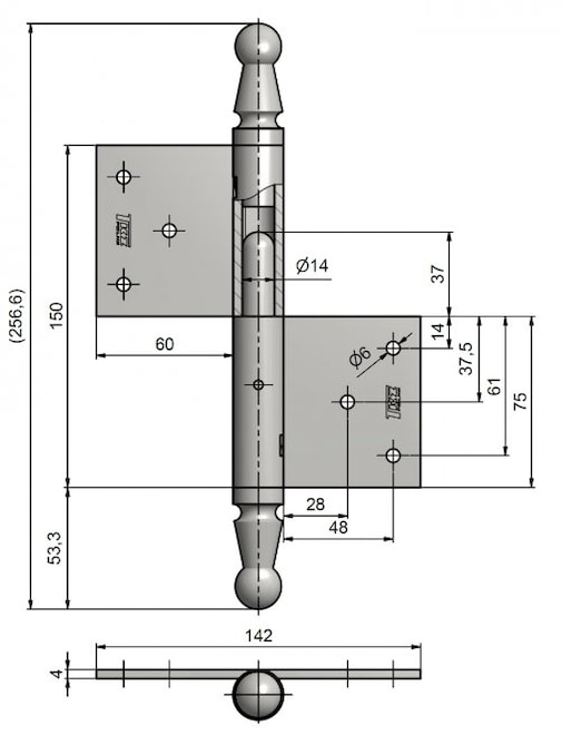 Výkres (zobrazen závěs pravý)