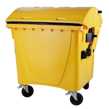 Plastový kontejner s kulatým víkem 1100 l - žlutý bez vhozu, bez zámku