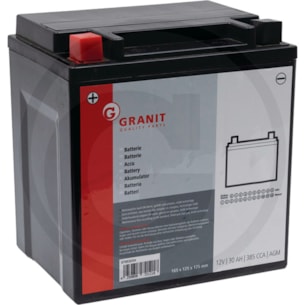Baterie 12V 30Ah plná levá, š125 mm, plochý kontakt