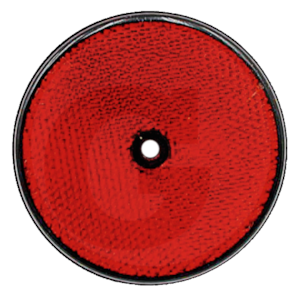 Zadní odrazka kulatá červená průměr 61mm díra šroubu průchozí