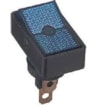 Vypínač kolébkový ASW-11D, ON-OFF 1pol.12V/20A modrý, červený prosvětlený