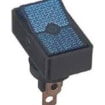 Vypínač kolébkový ASW-11D, ON-OFF 1pol.12V/20A modrý, červený prosvětlený