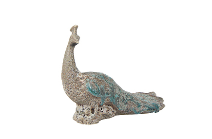 Dekorace páv šedo-modrý D32x16 H24