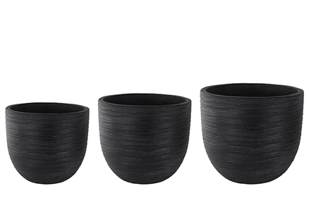Sada 3 květináčů Boet black D54 H47