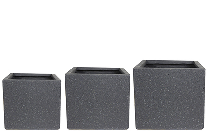 Sada 3 květináčů Ivo černá D35 H32