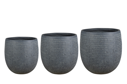 Sada 3 květináčů Kinza antracit D35 H34