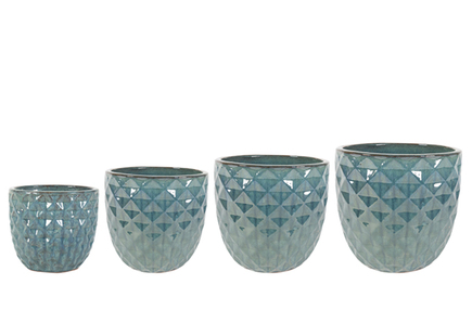 Sada 4 květináčů Felix ocean blue D37 H33