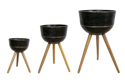 Sada 3 obalů na nožkách Belia vintage black D45 H77