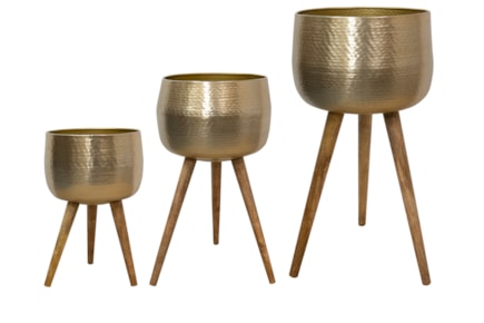 Sada 3 obalů na nožkách Carly brass D44 H88