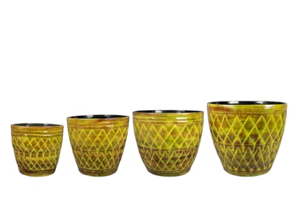 Sada 4 květináčů Caisa mustard D39 H34