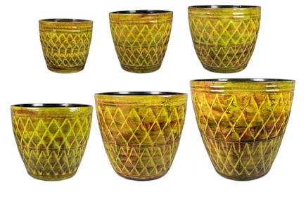 Sada 6 květináčů Caisa mustard D49 H46