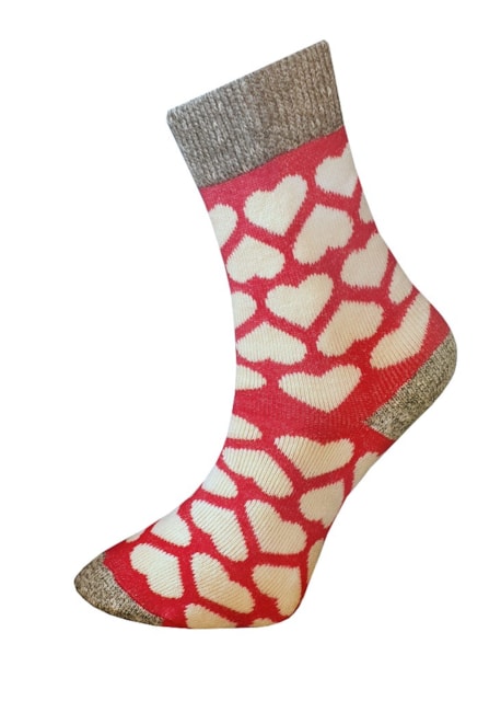 Art. 16 Zimné termo ponožky červené s bielymi srdiečkami Knebl Hosiery