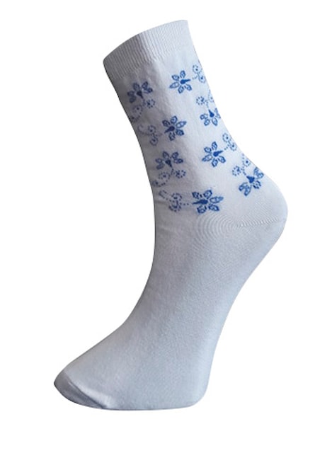 Art.8 Klasické ponožky Knebl - PRAVÉ VALAŠSKÉ Modrá kytka