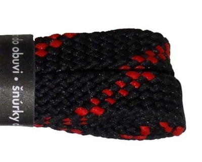 Trekkingové tkaničky ploché černočervené