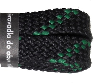 Trekkingové tkaničky ploché černozelené