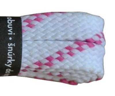 Trekkingové tkaničky ploché bílorůžové