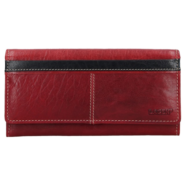 Dámská peněženka LAGEN kožená 7546/T červená/černá RED/BLK