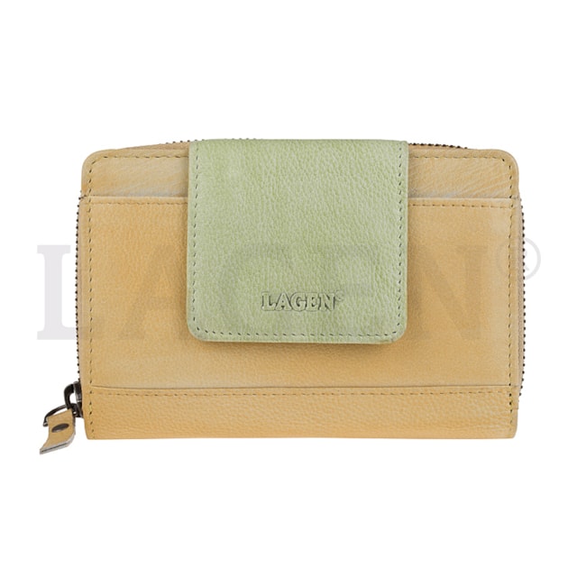 Dámska peňaženka LAGEN kožená 931 žltá/zelená YELLOW/GREEN