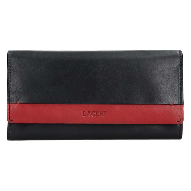 Dámská peněženka LAGEN kožená 50400 černá/červená BLK/CARDINAL